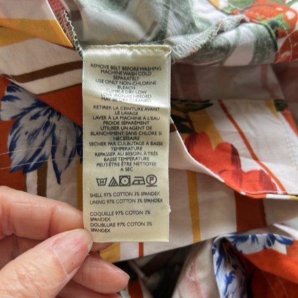 Anthropologie Maeve Strapless Belted A Line Midi Dress Red Floral Pockets XS NEW - Picture 14 of 16